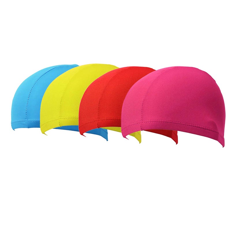 SUNTRADE 4 Pack Nylon Spandex Fabric Swim Cap for Kids and Adult(not for Long Hair) - Image 3
